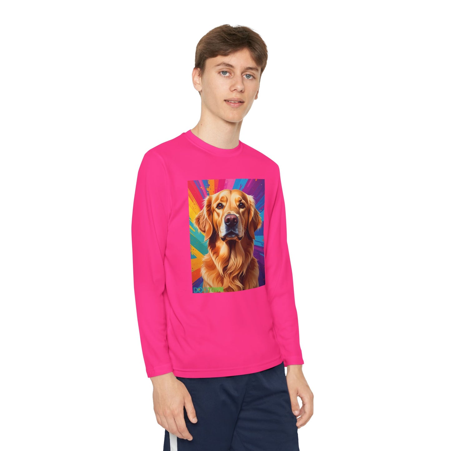 Pup Art Canvas - Kid's Sport Long Sleeve Tee (Golden Retriever)