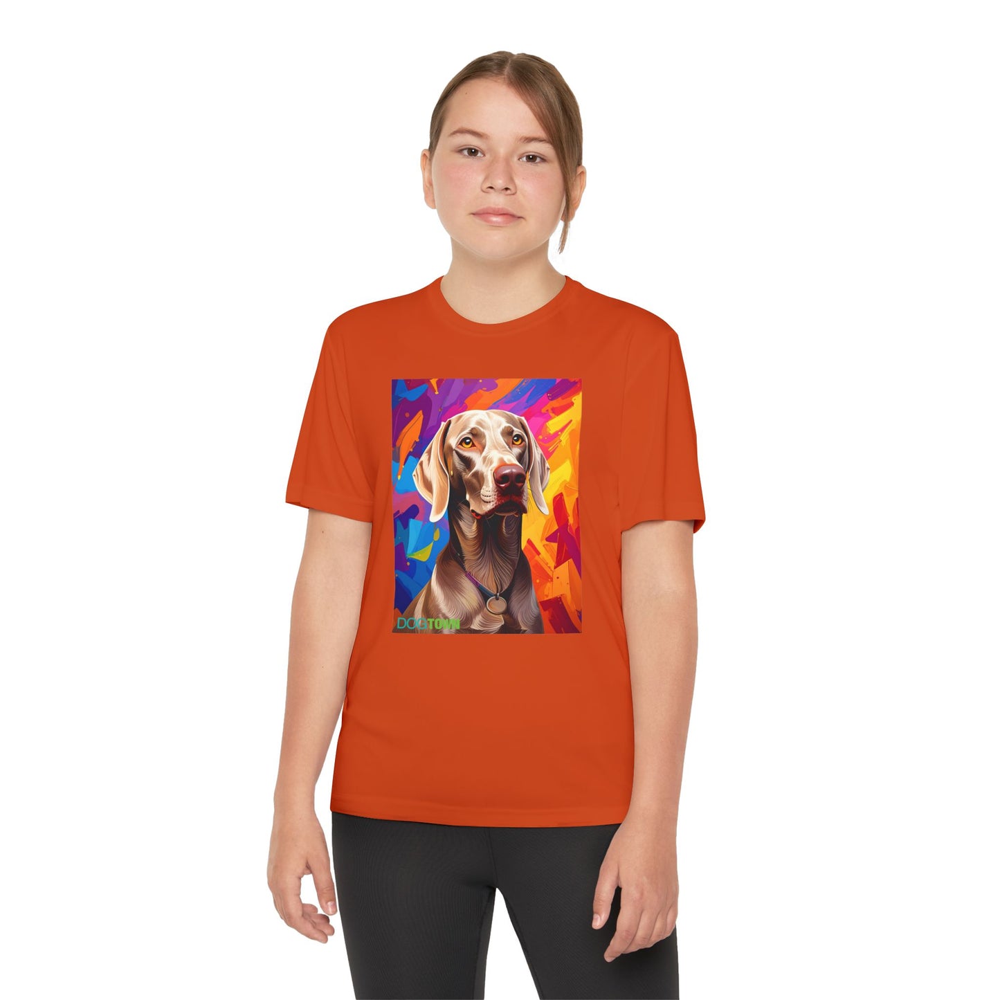 Pup Art Canvas - Kid's Sport Short Sleeve Tee (Weimaraner)