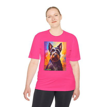 Pup Art Canvas Unisex Moisture Wicking Tee (Scottish Terrier)