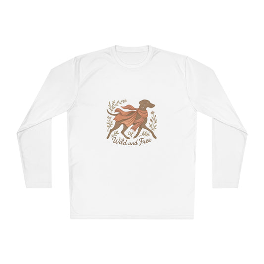 Dogtown Boho Revival "Wild and Free" Polyester Sport Long Sleeve Tee (Weimaraner)