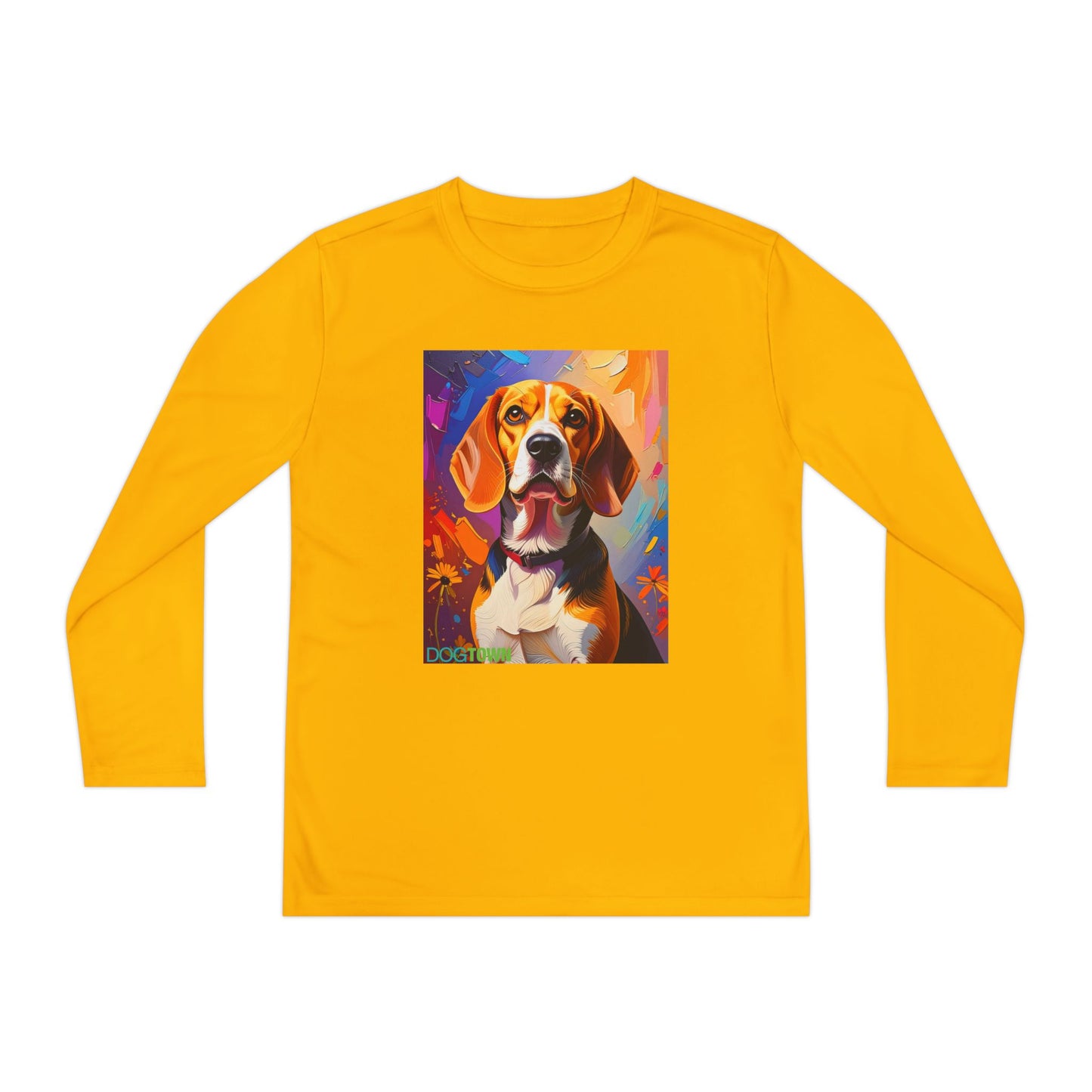 Pup Art Canvas - Kid's Sport Long Sleeve Tee (Beagle)