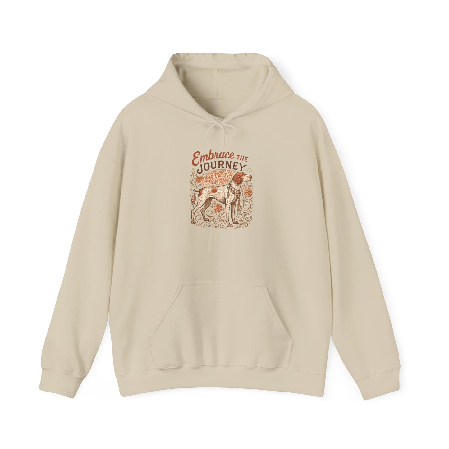 Dogtown Boho Revival "Embrace the Journey" Unisex Heavy Blend™ Hooded Sweatshirt (German Shorthaired Pointer)