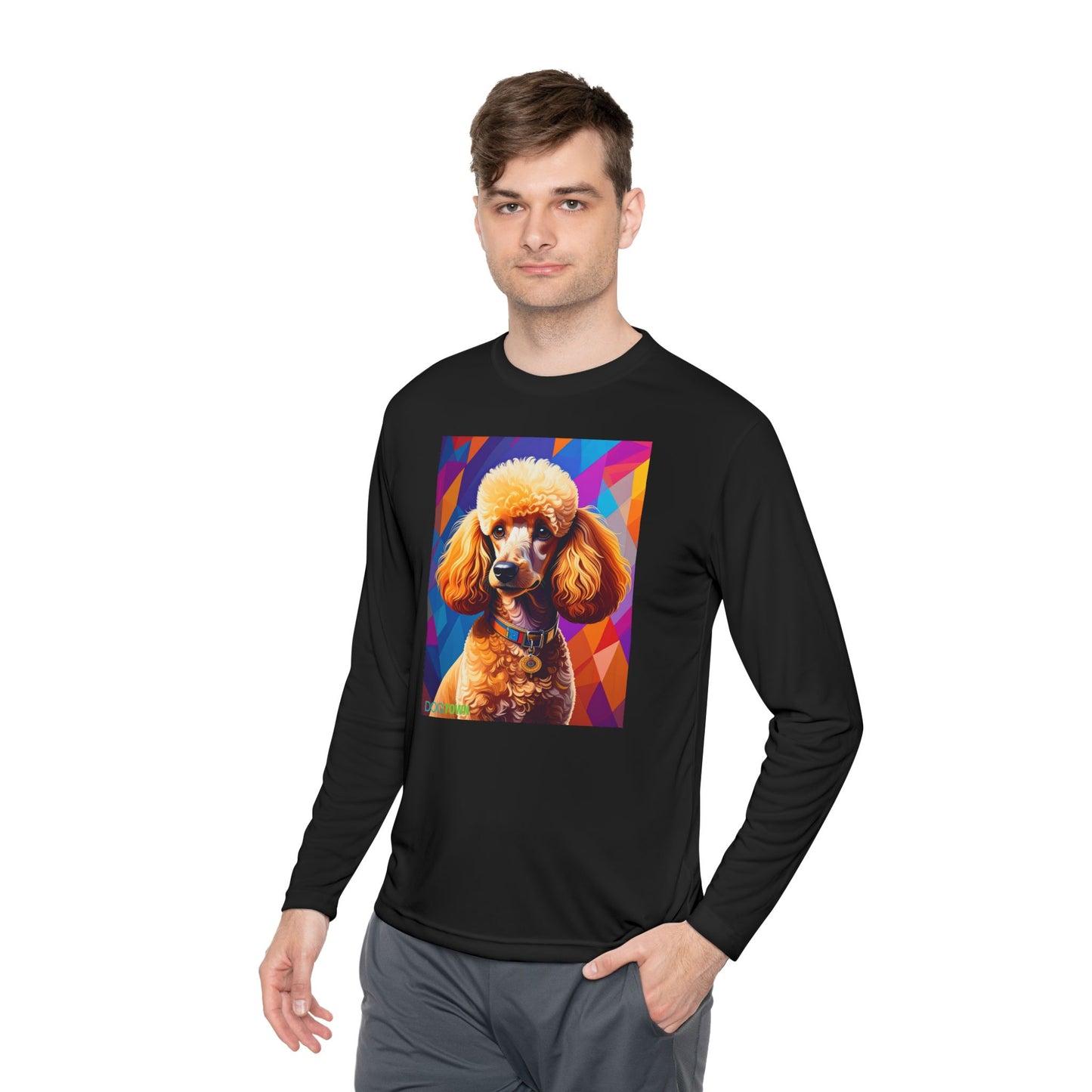 Pup Art Canvas Sport Long Sleeve Tee (Mini Poodle)