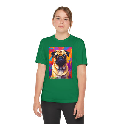 Pup Art Canvas - Kid's Sport Short Sleeve Tee (Pug)