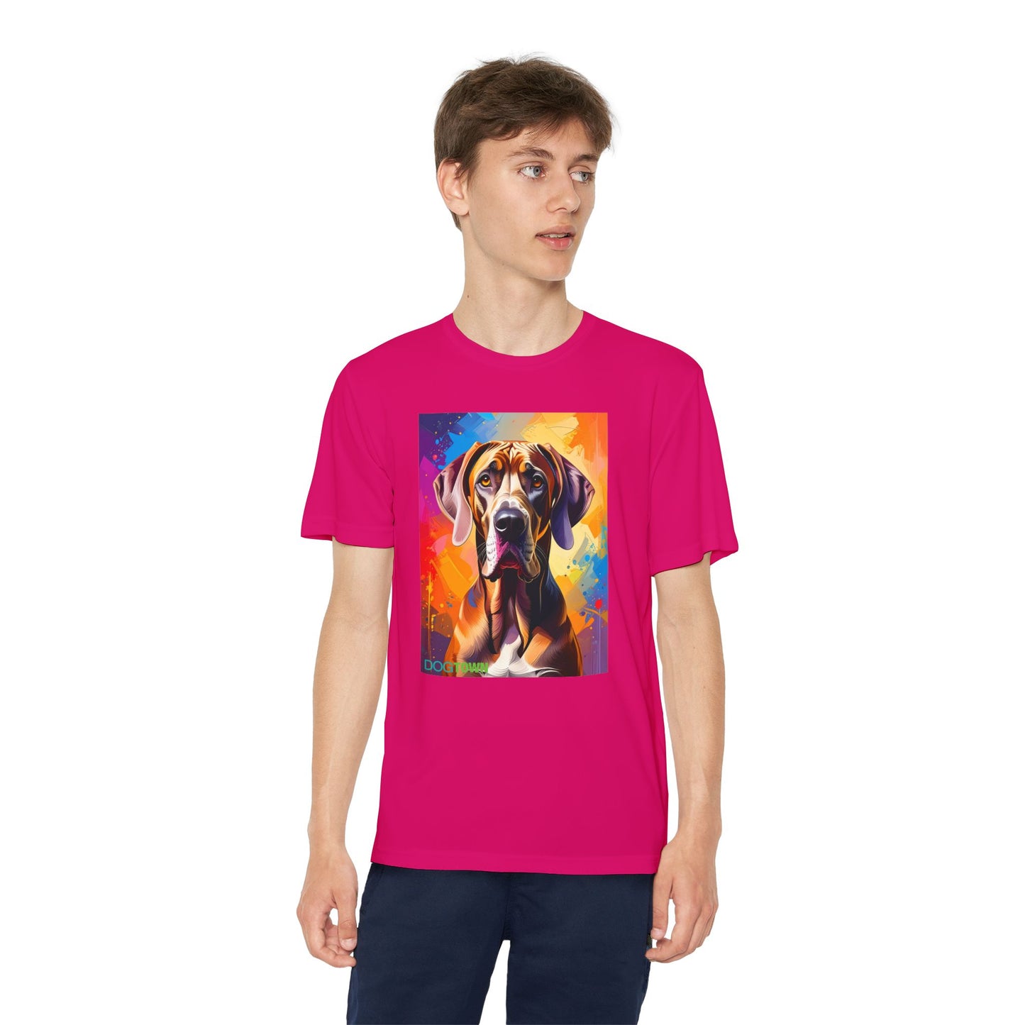 Pup Art Canvas - Kid's Sport Short Sleeve Tee (Great Dane)