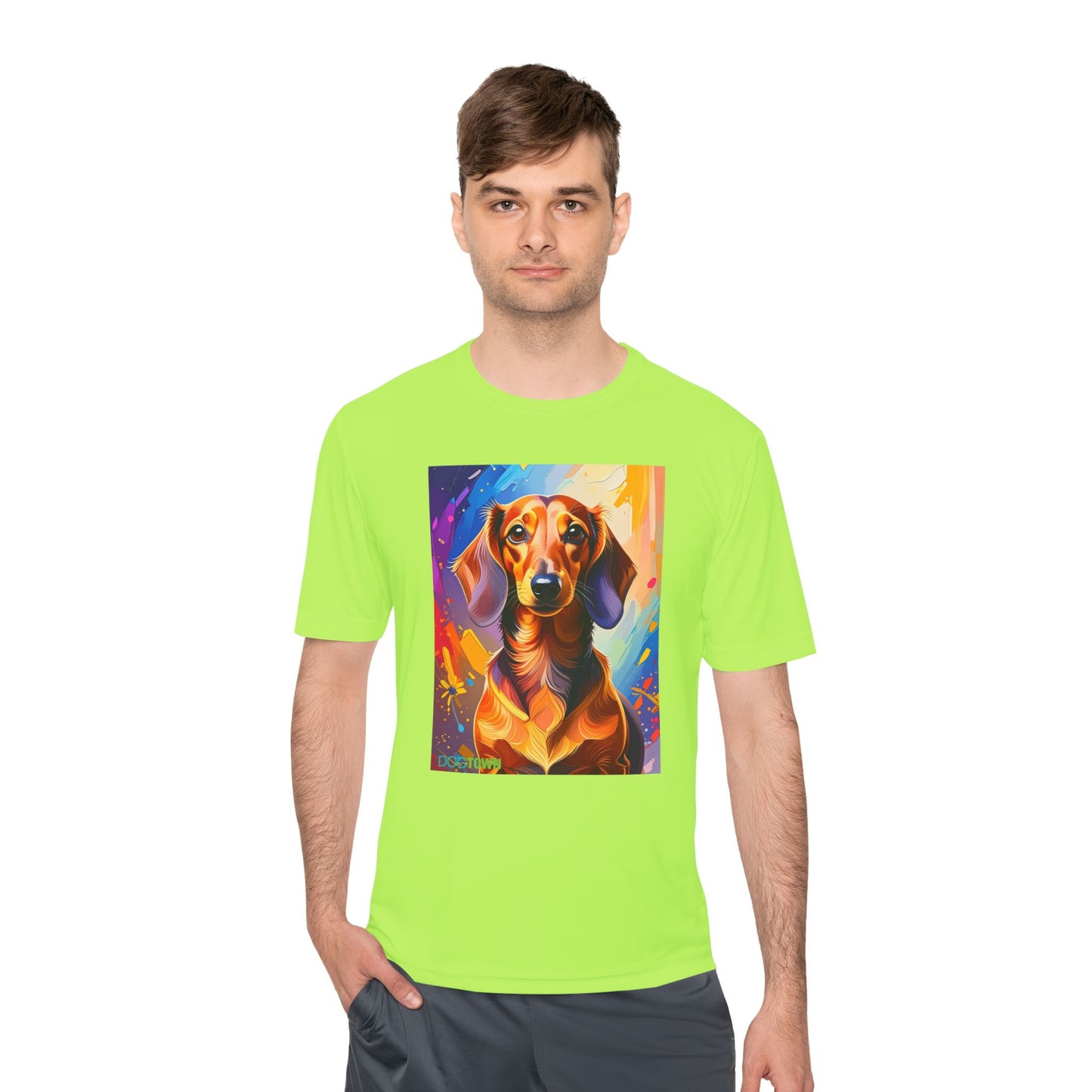Pup Art Canvas Unisex Moisture Wicking Tee (Dachshund)
