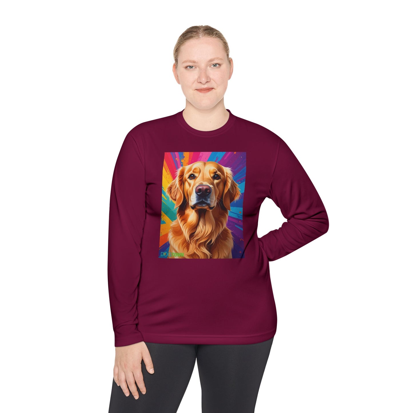 Pup Art Canvas Sport Long Sleeve Tee (Golden Retriever)
