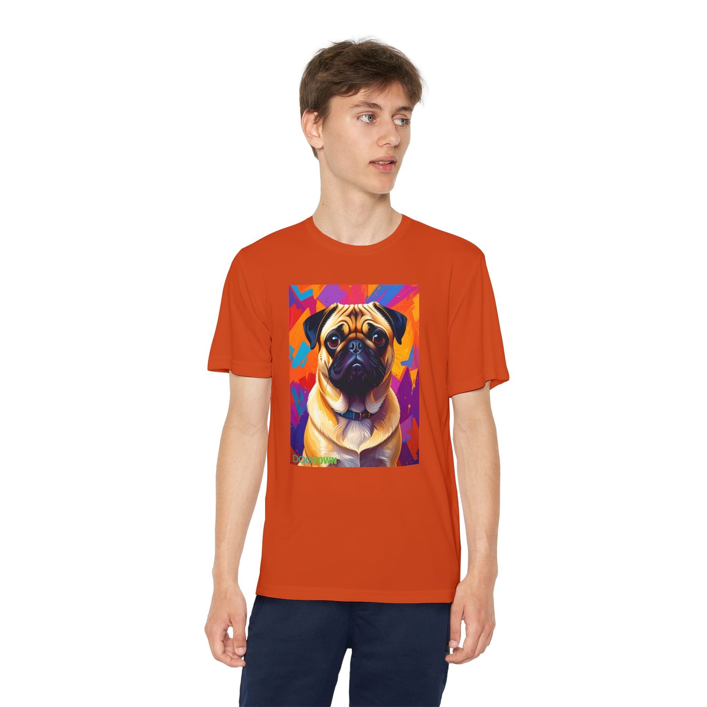 Pup Art Canvas - Kid's Sport Short Sleeve Tee (Pug)