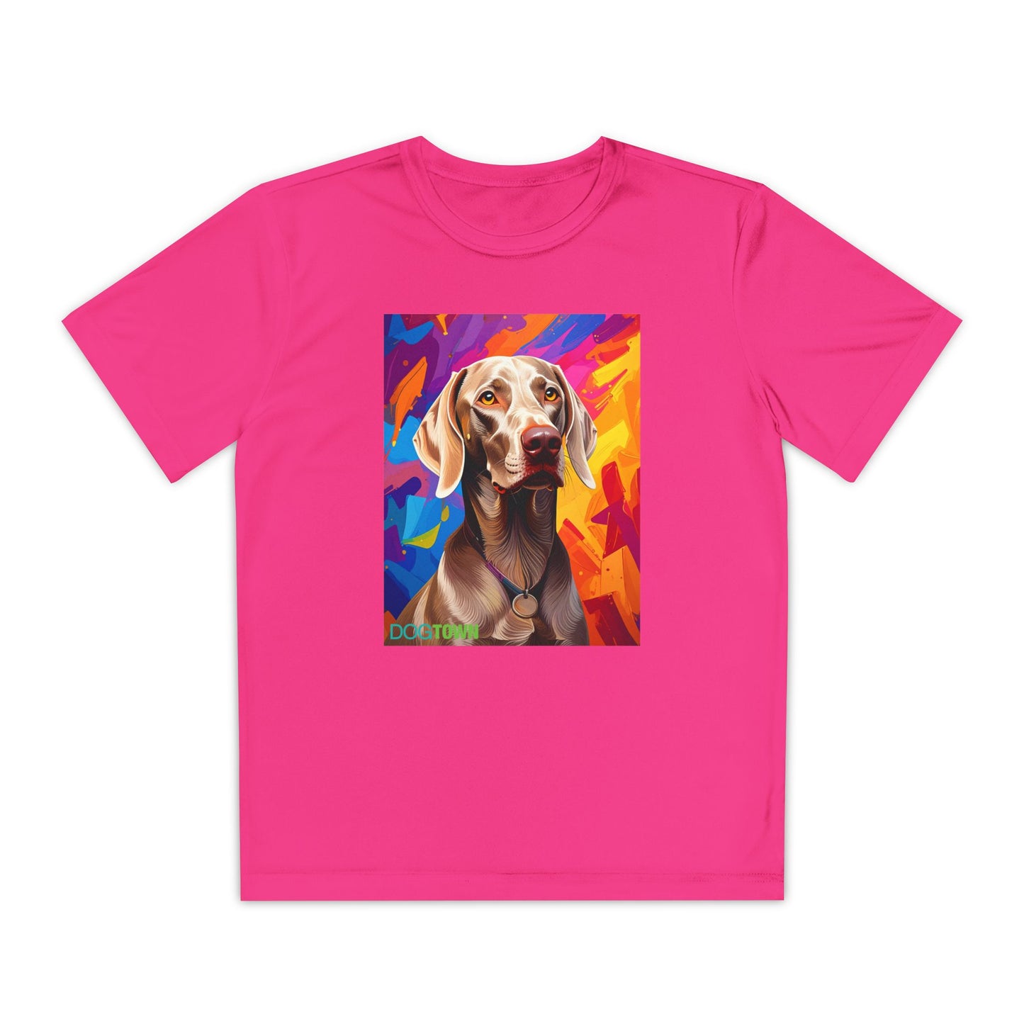 Pup Art Canvas - Kid's Sport Short Sleeve Tee (Weimaraner)