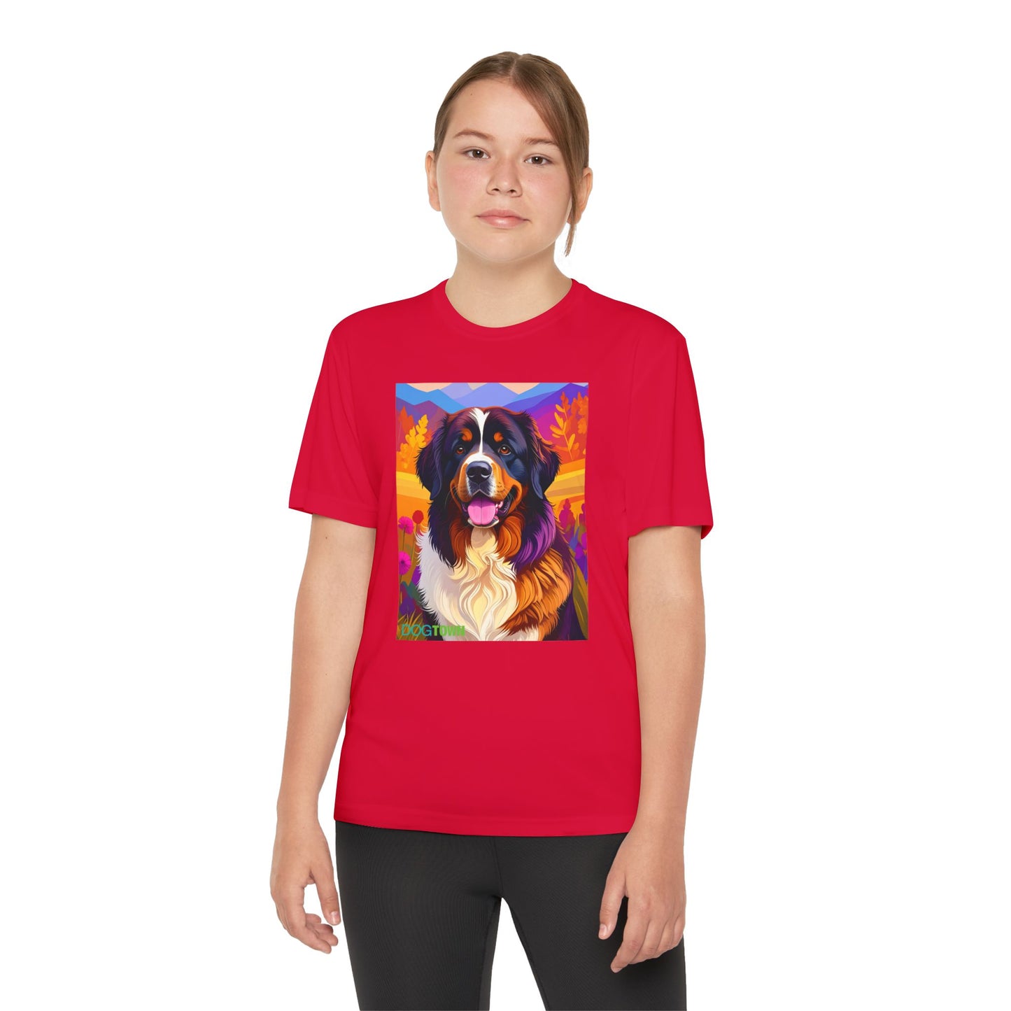 Pup Art Canvas - Kid's Sport Short Sleeve Tee (Bernese Mountain Dog)