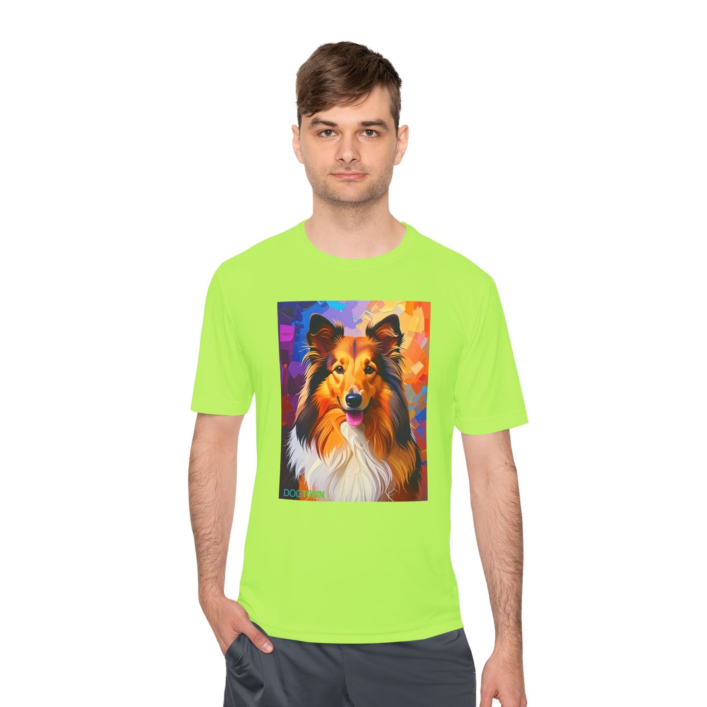 Pup Art Canvas Unisex Moisture Wicking Tee (Shetland Sheepdog (Sheltie))