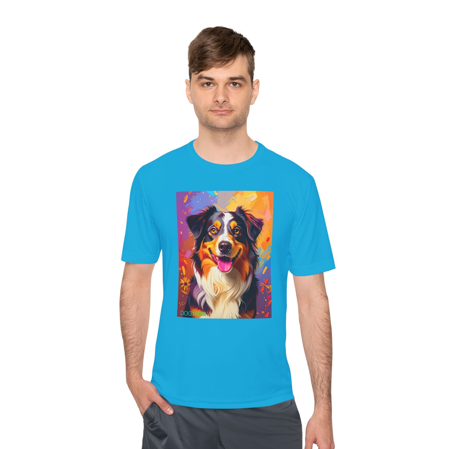 Pup Art Canvas Unisex Moisture Wicking Tee (Australian Shepherd)
