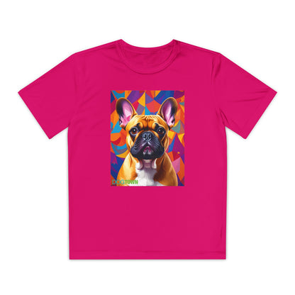 Pup Art Canvas - Kid's Sport Short Sleeve Tee (French Bulldog)