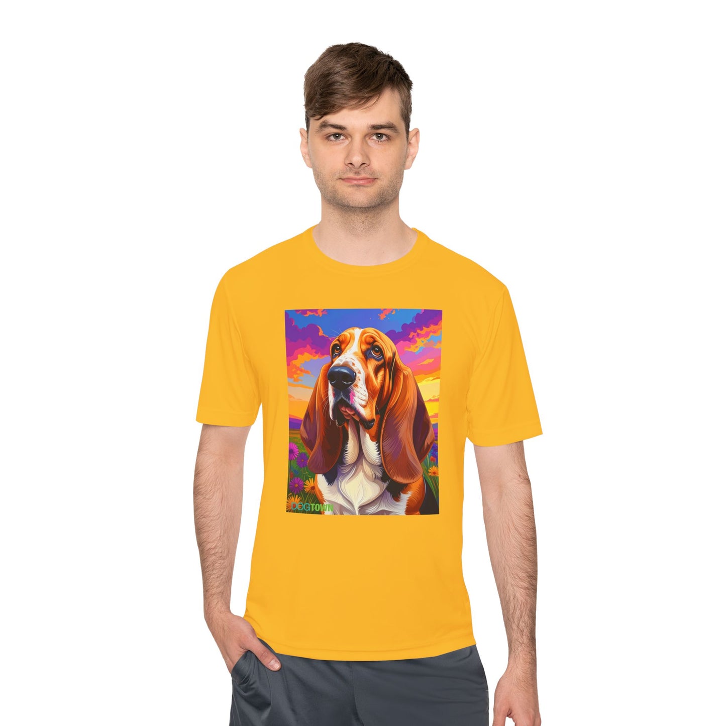 Pup Art Canvas Unisex Moisture Wicking Tee (Basset Hound)