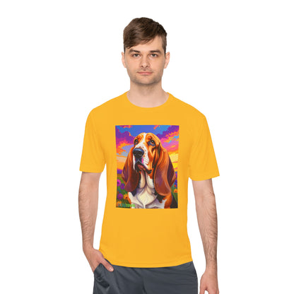 Pup Art Canvas Unisex Moisture Wicking Tee (Basset Hound)