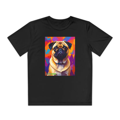 Pup Art Canvas - Kid's Sport Short Sleeve Tee (Pug)