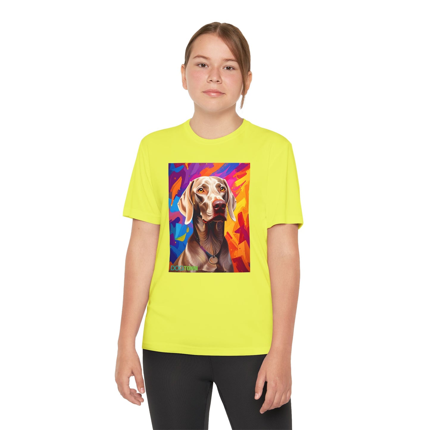 Pup Art Canvas - Kid's Sport Short Sleeve Tee (Weimaraner)