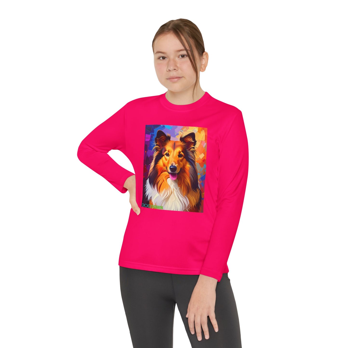 Pup Art Canvas - Kid's Sport Long Sleeve Tee (Sheltie - Shetland Sheepdog)