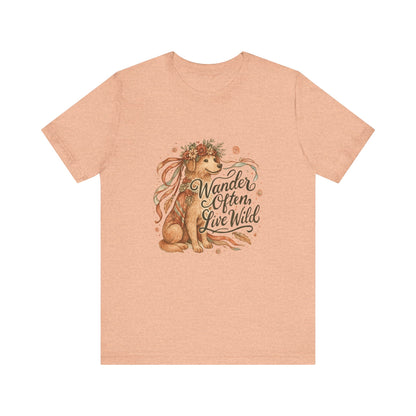 Dogtown Boho Revival "Wander Often, Live Wild" Unisex Jersey Tee (Golden Retriever)