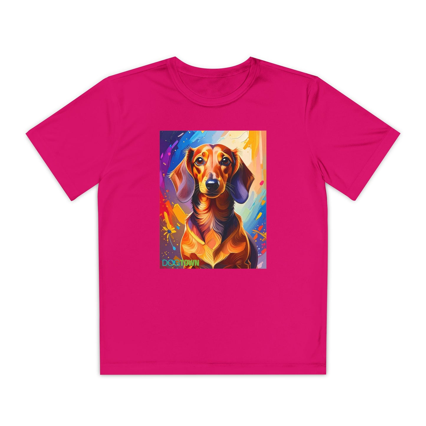 Pup Art Canvas - Kid's Sport Short Sleeve Tee (Dachshund)