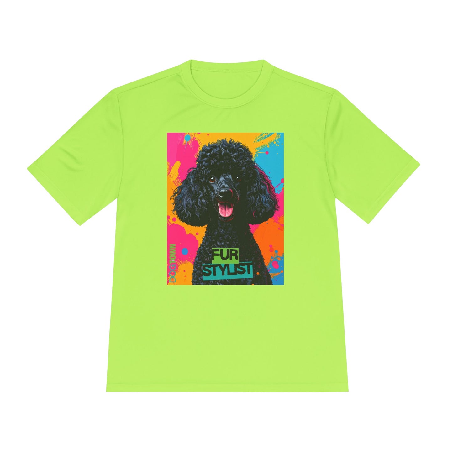 Dogtown Fur Stylist Groomer Short Sleeve Shirt (Colorful with Black Poodle)