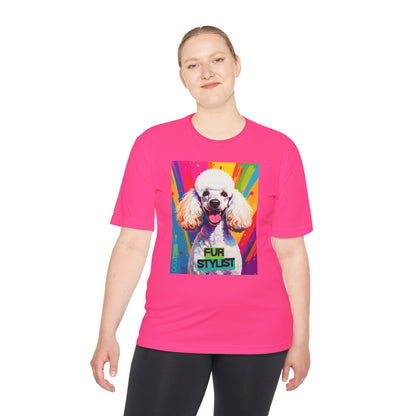 Dogtown Fur Stylist Groomer Short Sleeve Shirt (Colorful with White Poodle)