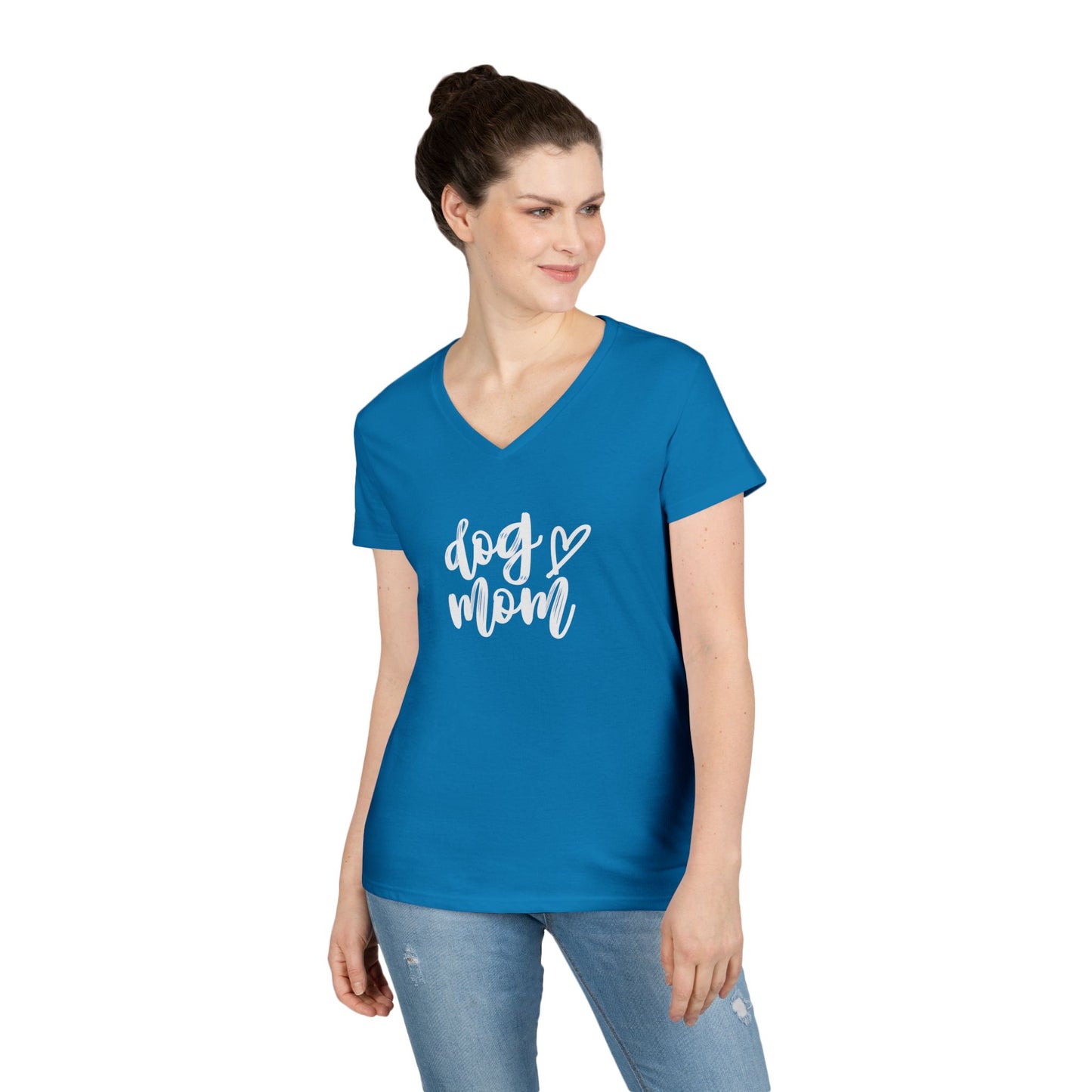 Dog Mom V-Neck T-Shirt, Cute Pet Lover Gift, Dog Lover Tee, Canine Mom Shirt, Casual Dog Apparel