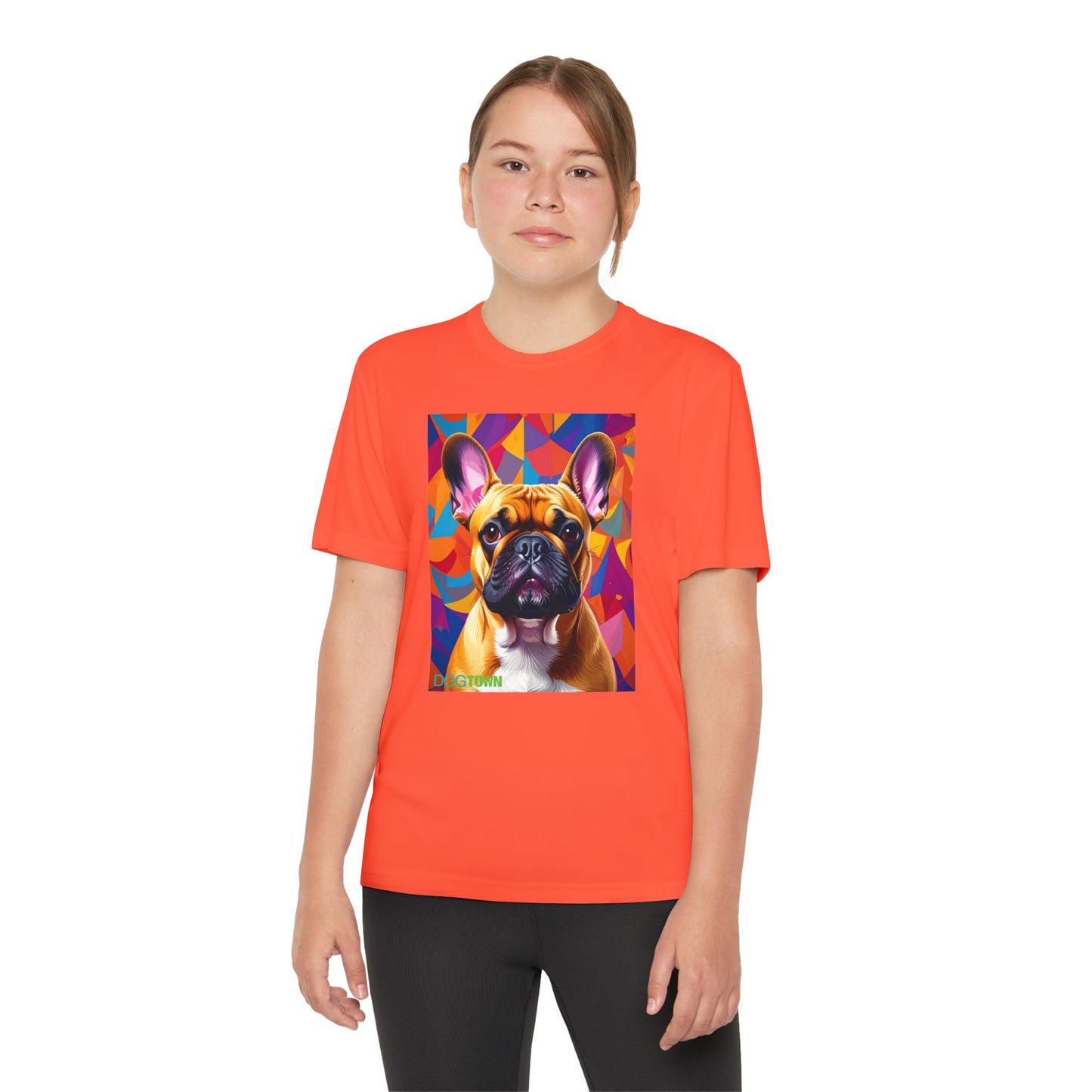 Pup Art Canvas - Kid's Sport Short Sleeve Tee (French Bulldog)