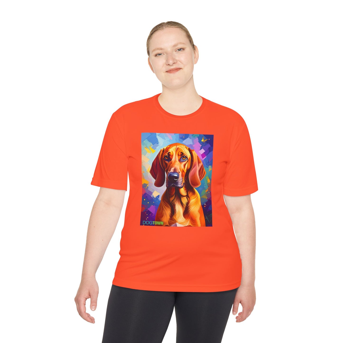 Pup Art Canvas Unisex Moisture Wicking Tee (Redbone Coonhound)
