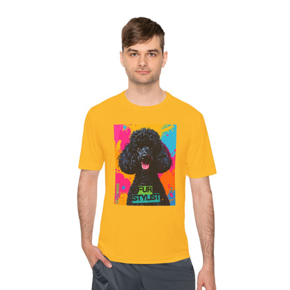 Dogtown Fur Stylist Groomer Short Sleeve Shirt (Colorful with Black Poodle)
