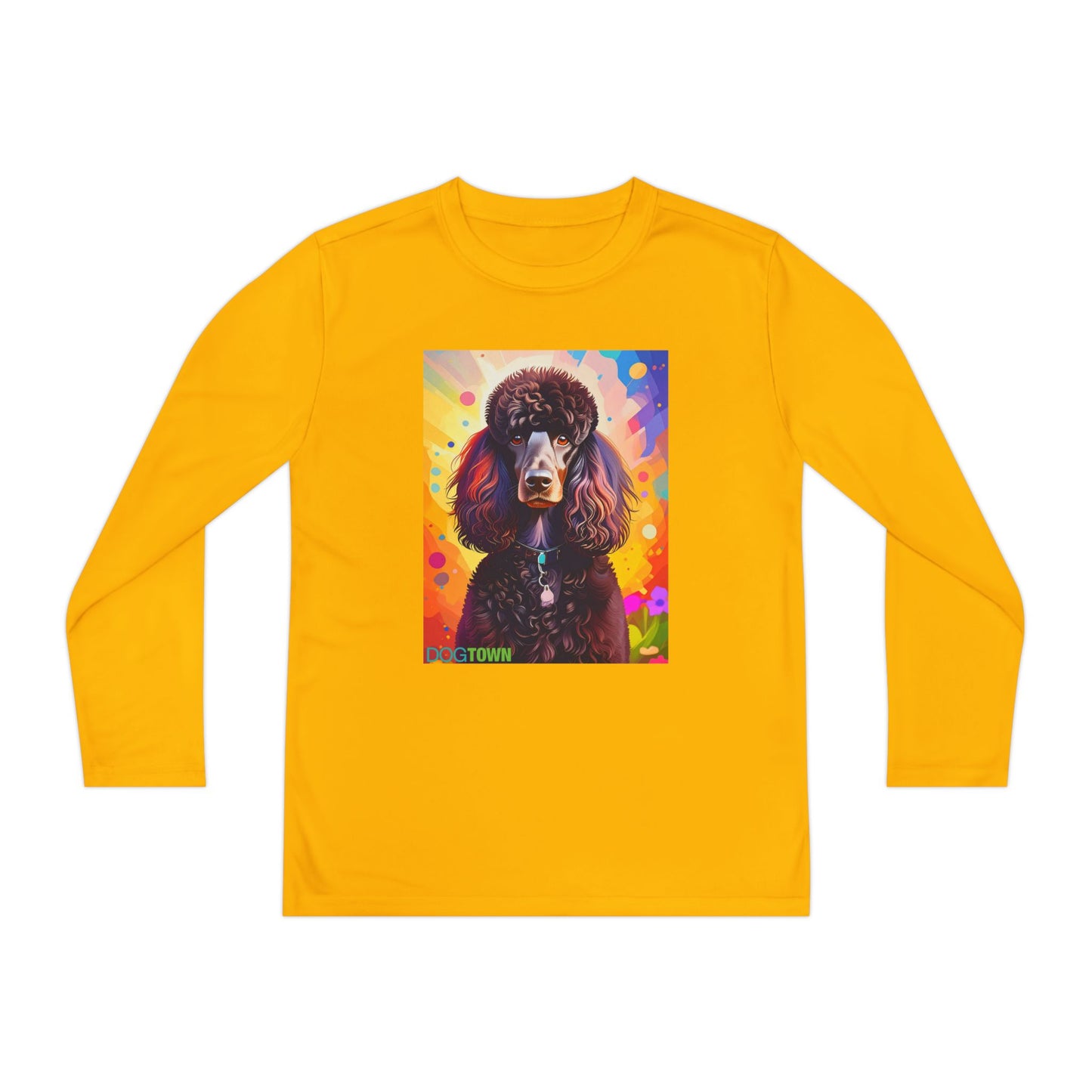 Pup Art Canvas - Kid's Sport Long Sleeve Tee (Standard Poodle)