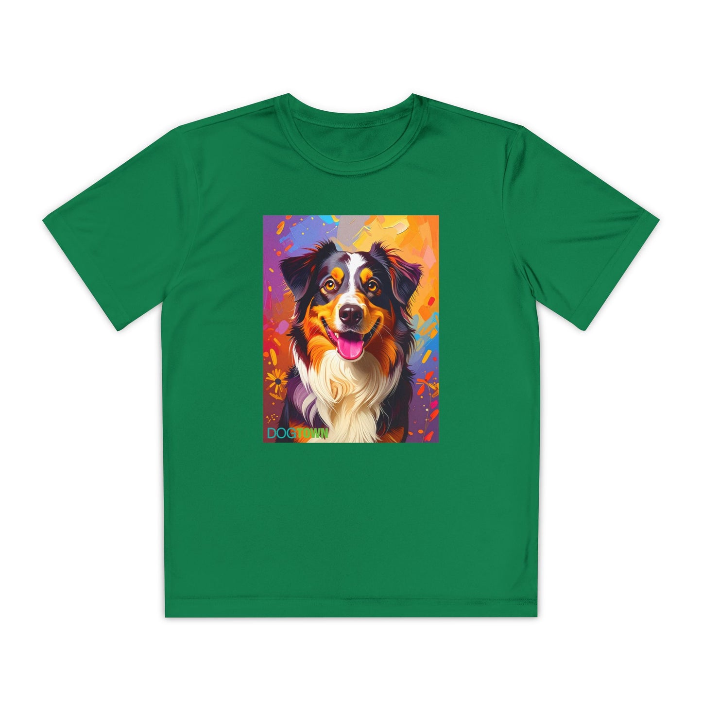 Pup Art Canvas - Kid's Sport Short Sleeve Tee (Australian Shepherd)