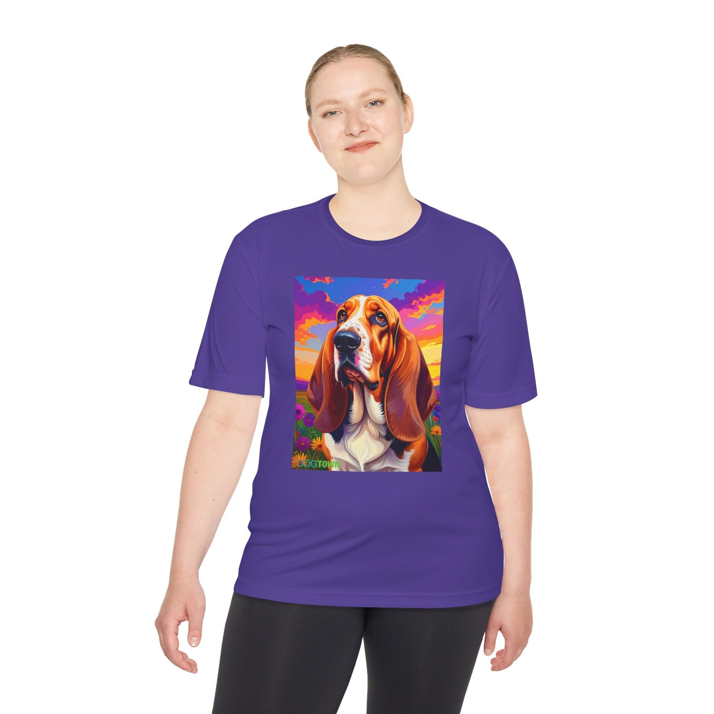 Pup Art Canvas Unisex Moisture Wicking Tee (Basset Hound)