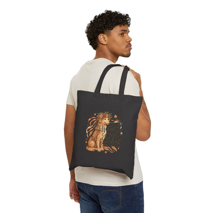 Dogtown Boho Revival "Wander Often, Live Wild" Cotton Canvas Tote Bag (Golden Retriever)