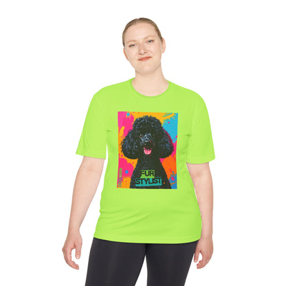 Dogtown Fur Stylist Groomer Short Sleeve Shirt (Colorful with Black Poodle)