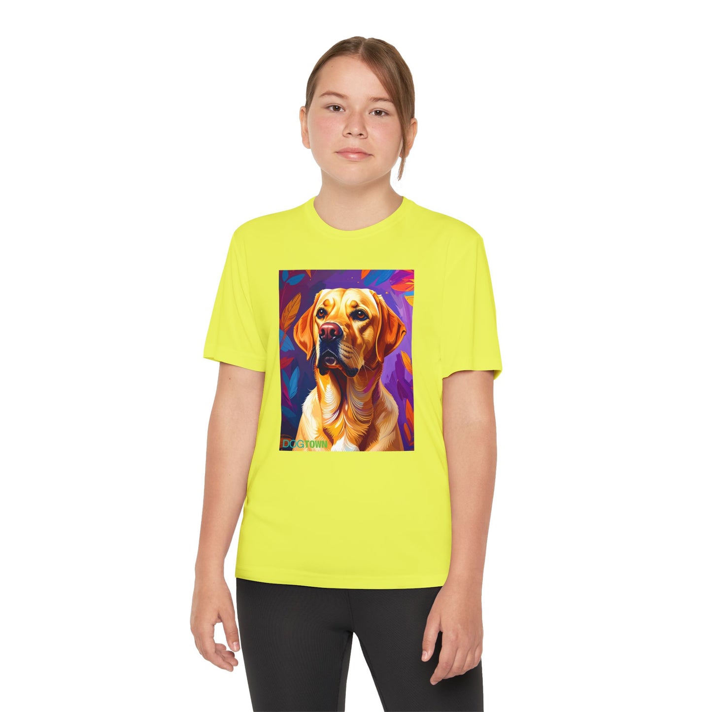 Pup Art Canvas - Kid's Sport Short Sleeve Tee (Yellow Lab)