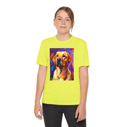 Pup Art Canvas - Kid's Sport Short Sleeve Tee (Yellow Lab)