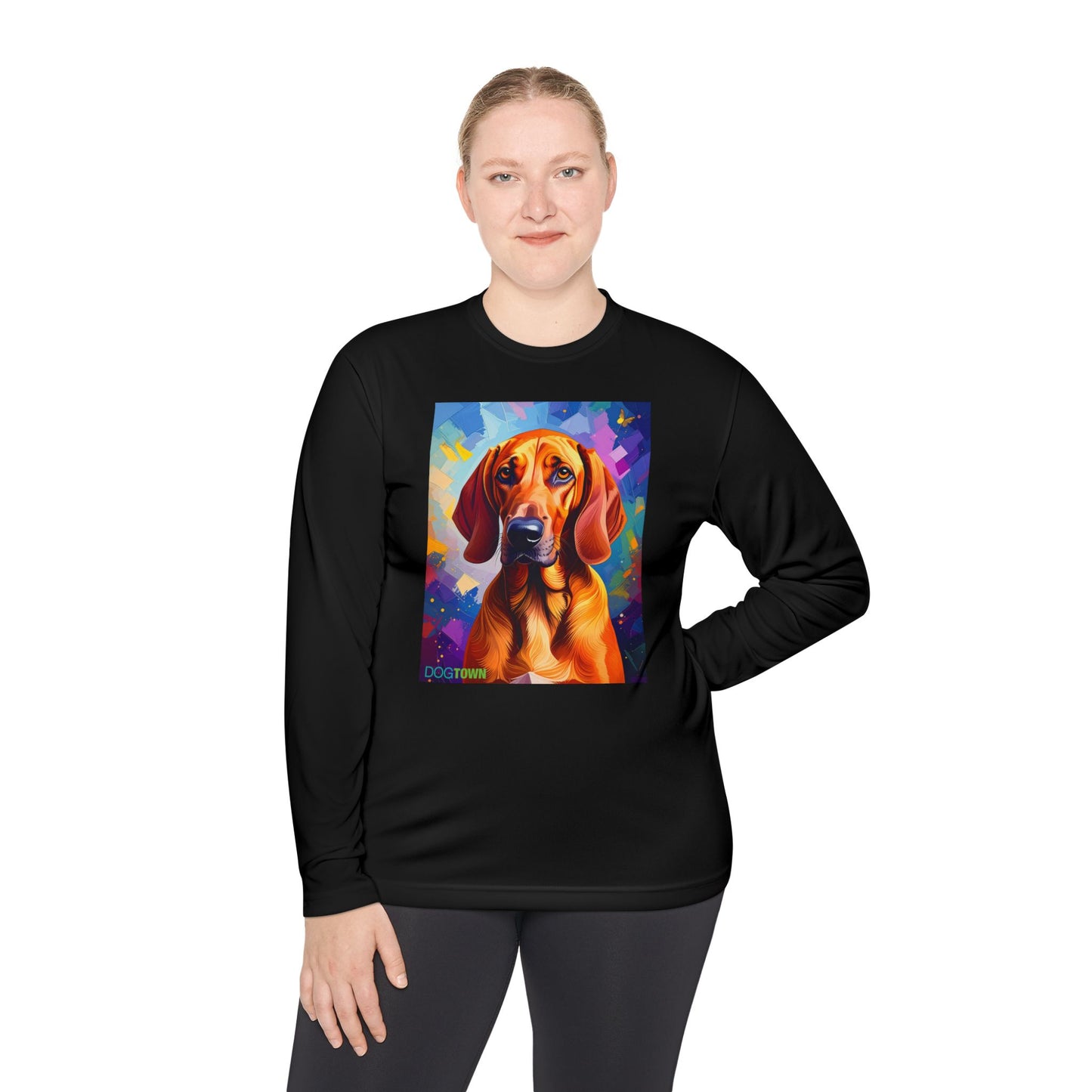 Pup Art Canvas Sport Long Sleeve Tee (Redbone Coonhound)