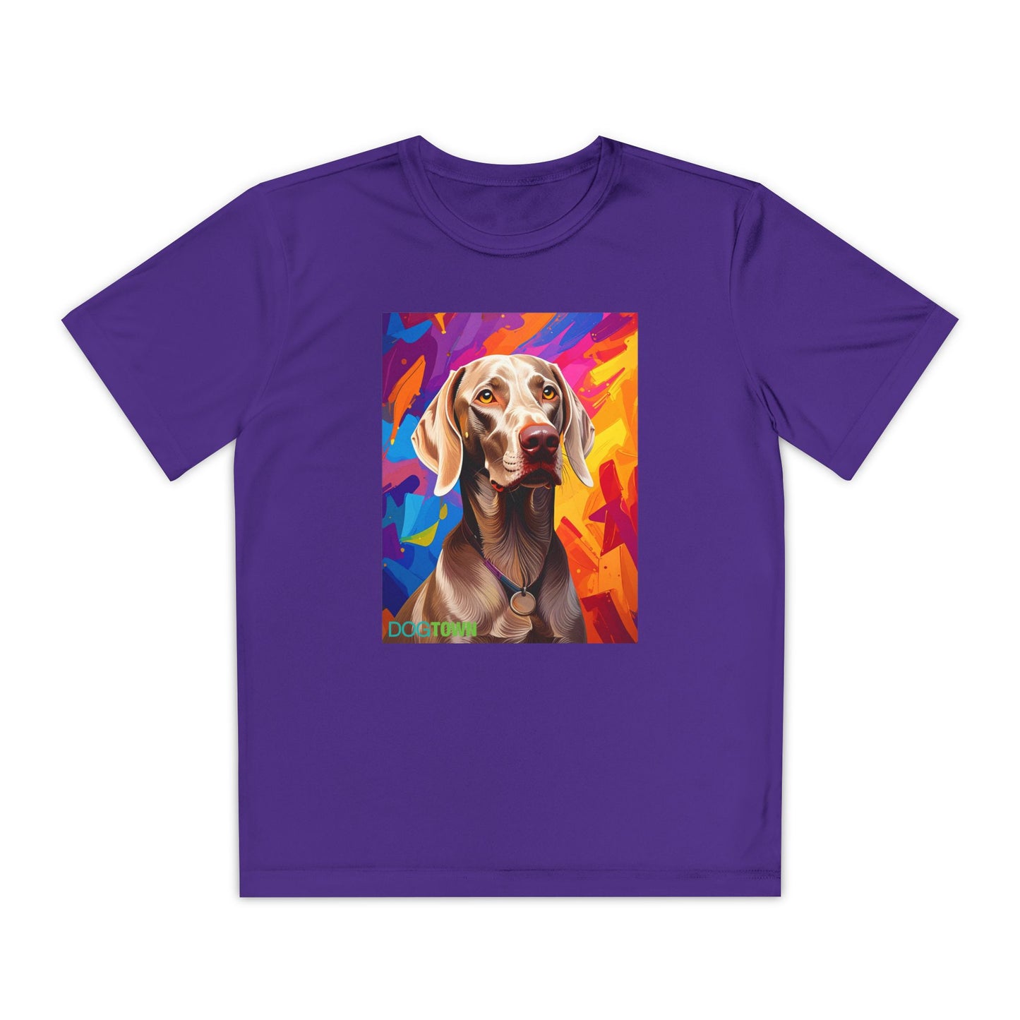Pup Art Canvas - Kid's Sport Short Sleeve Tee (Weimaraner)