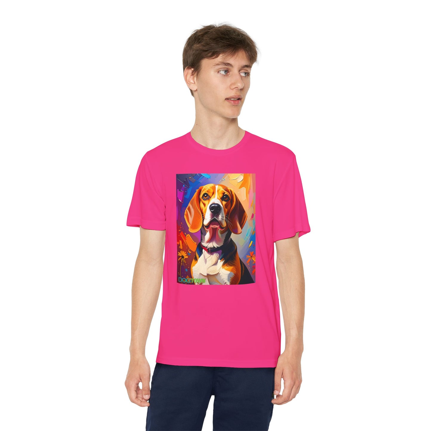Pup Art Canvas - Kid's Sport Short Sleeve Tee (Beagle)
