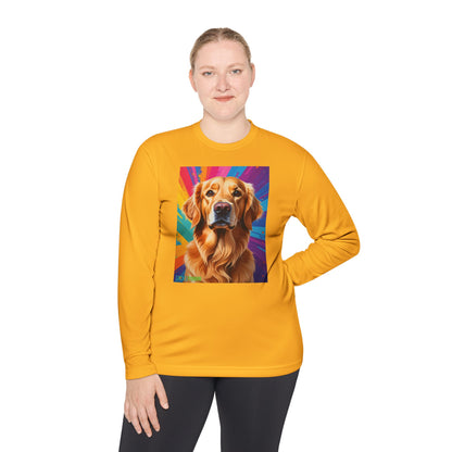 Pup Art Canvas Sport Long Sleeve Tee (Golden Retriever)