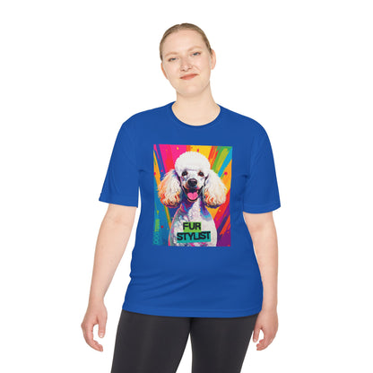Dogtown Fur Stylist Groomer Short Sleeve Shirt (Colorful with White Poodle)
