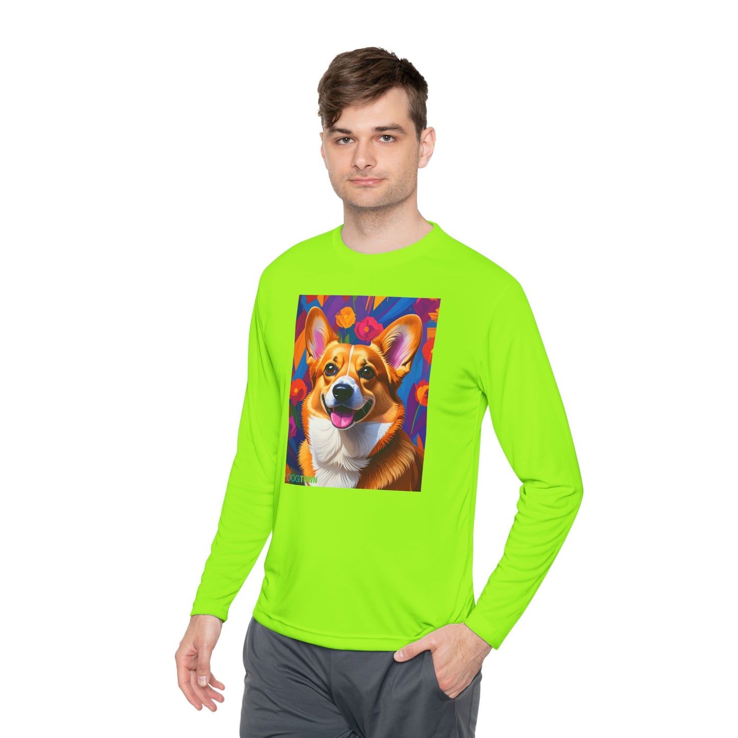 Pup Art Canvas Sport Long Sleeve Tee (Corgi)