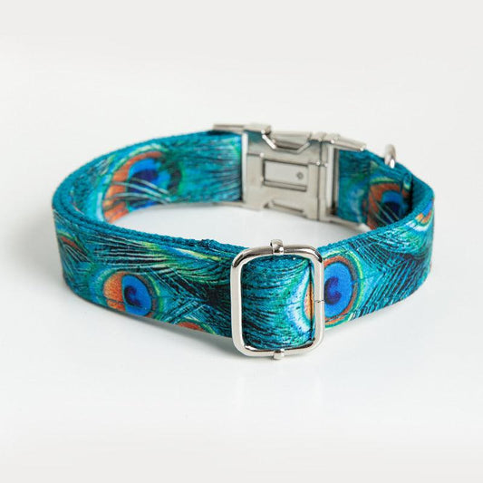 Premium Peacock Design Dog Collar With Zinc Alloy Buckle - Perfect For Big Dogs
