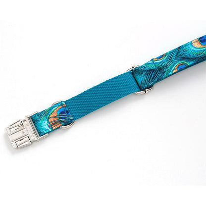 Premium Peacock Design Dog Collar With Zinc Alloy Buckle - Perfect For Big Dogs