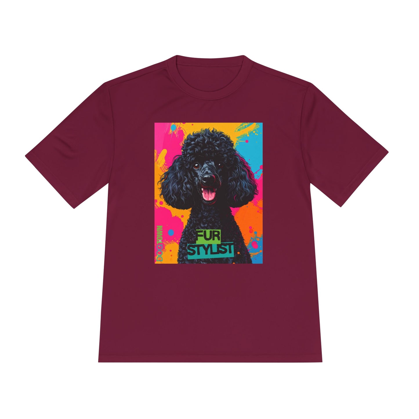 Dogtown Fur Stylist Groomer Short Sleeve Shirt (Colorful with Black Poodle)
