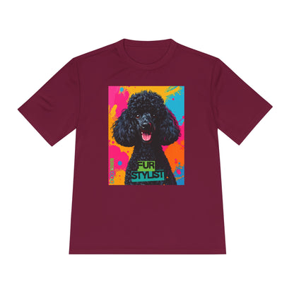 Dogtown Fur Stylist Groomer Short Sleeve Shirt (Colorful with Black Poodle)