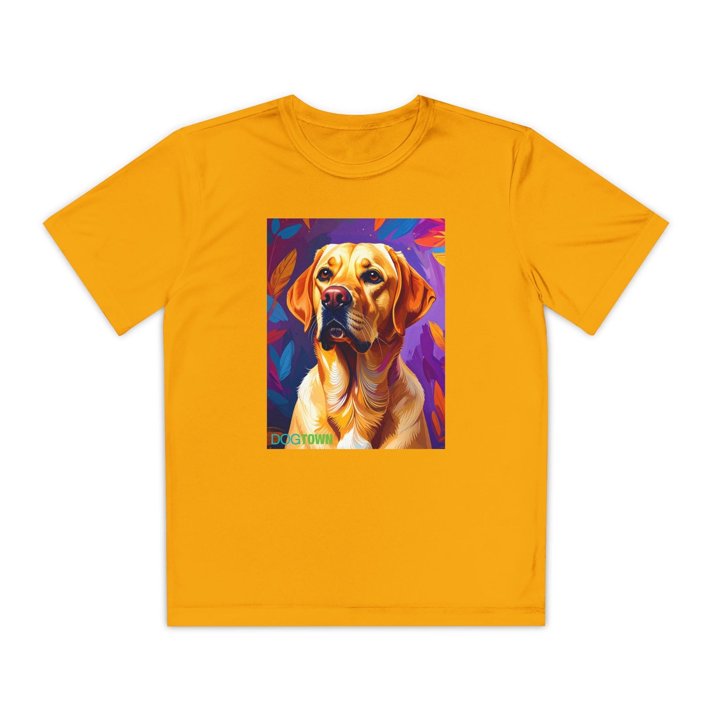 Pup Art Canvas - Kid's Sport Short Sleeve Tee (Yellow Lab)