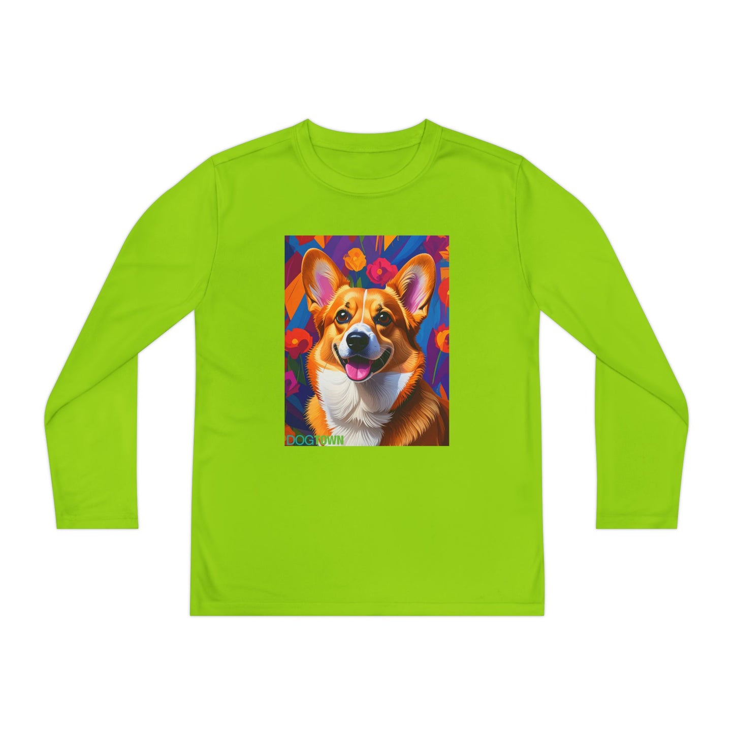 Pup Art Canvas - Kid's Sport Long Sleeve Tee (Corgi)