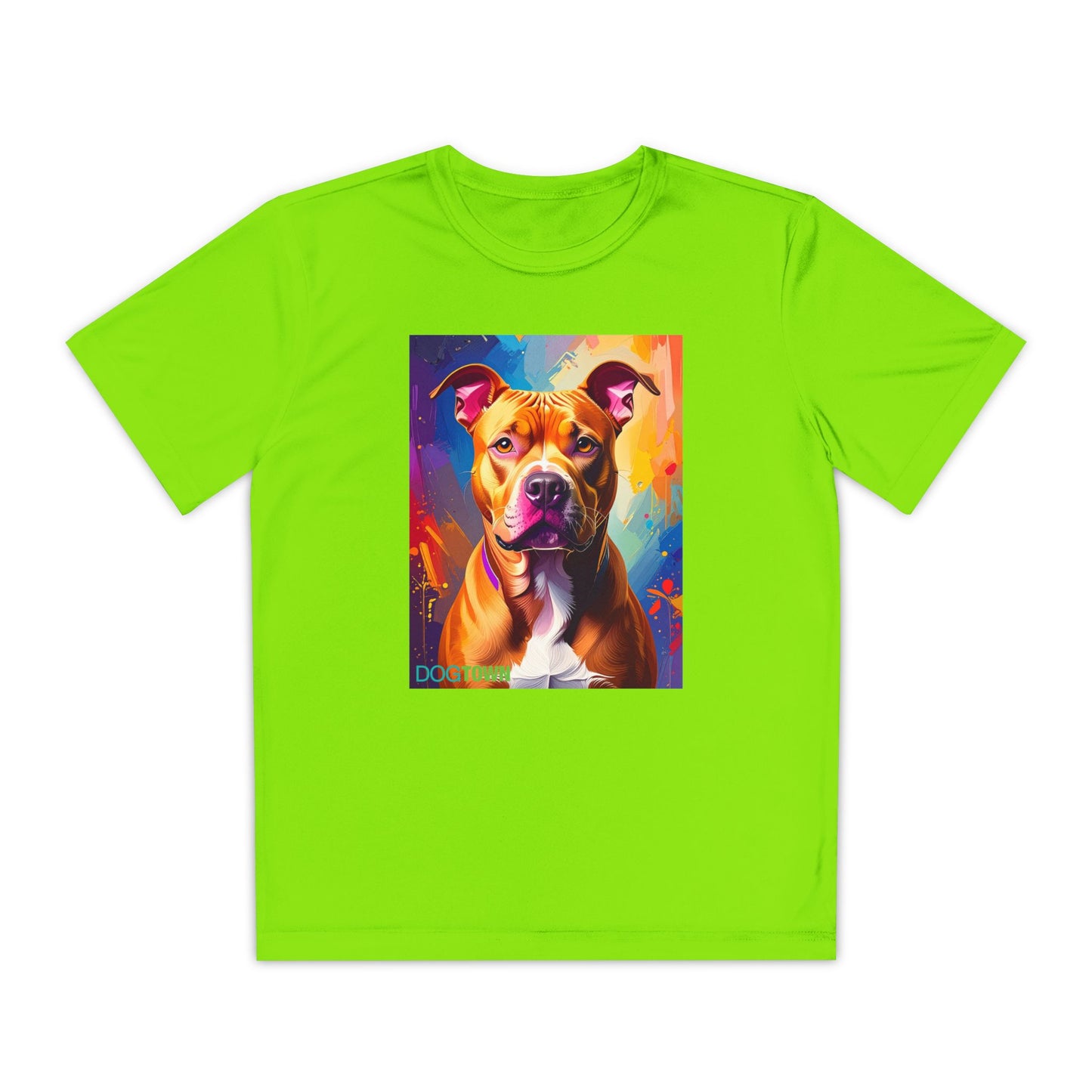 Pup Art Canvas - Kid's Sport Short Sleeve Tee (Pit Bull)